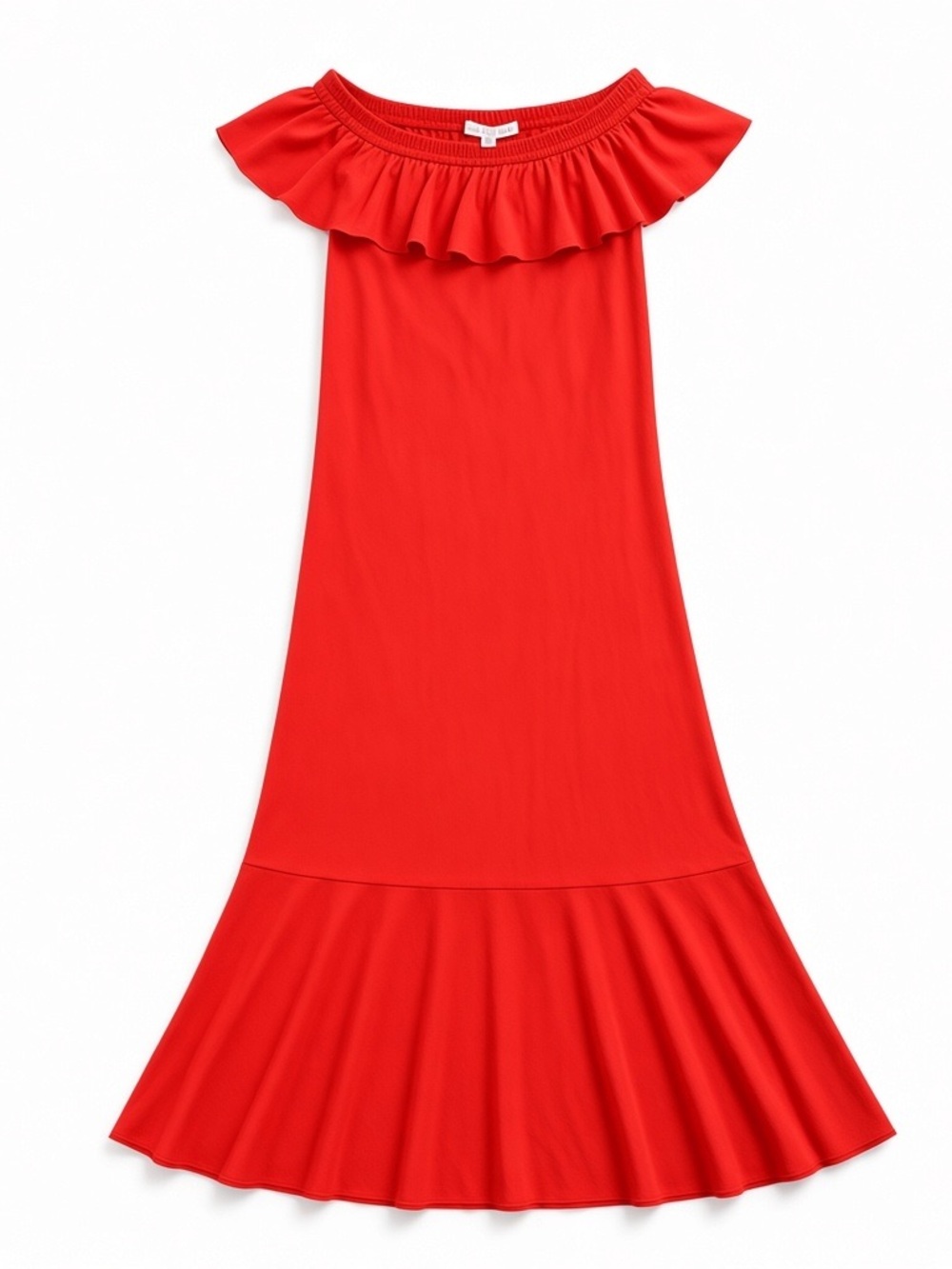 Veronica Beard Red Off -Shoulder Ruffle Hem Maxi Dress Size 0 EUC